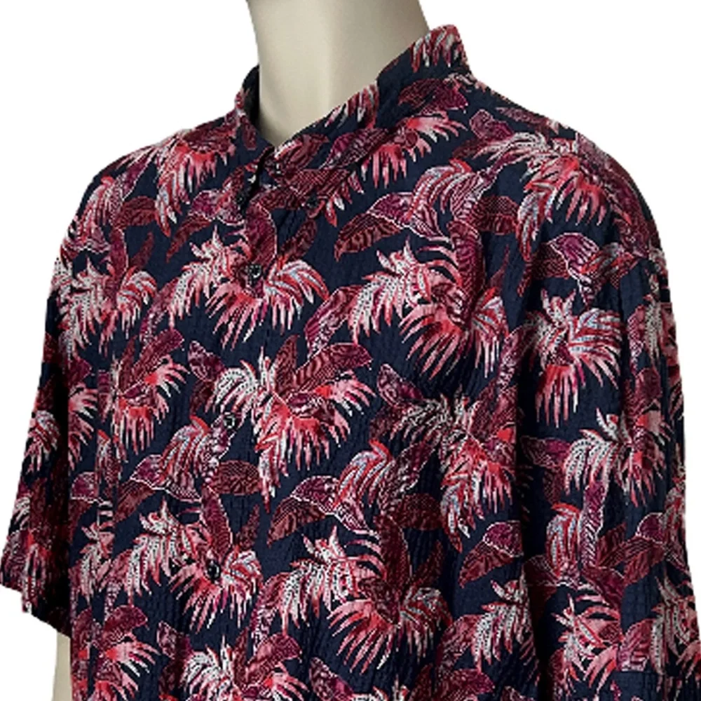 Tommy Bahama Hawaiian Shirt Fenu Fronds Tiki Camp Textured Cotton Floral Pattern - Picture 4 of 12
